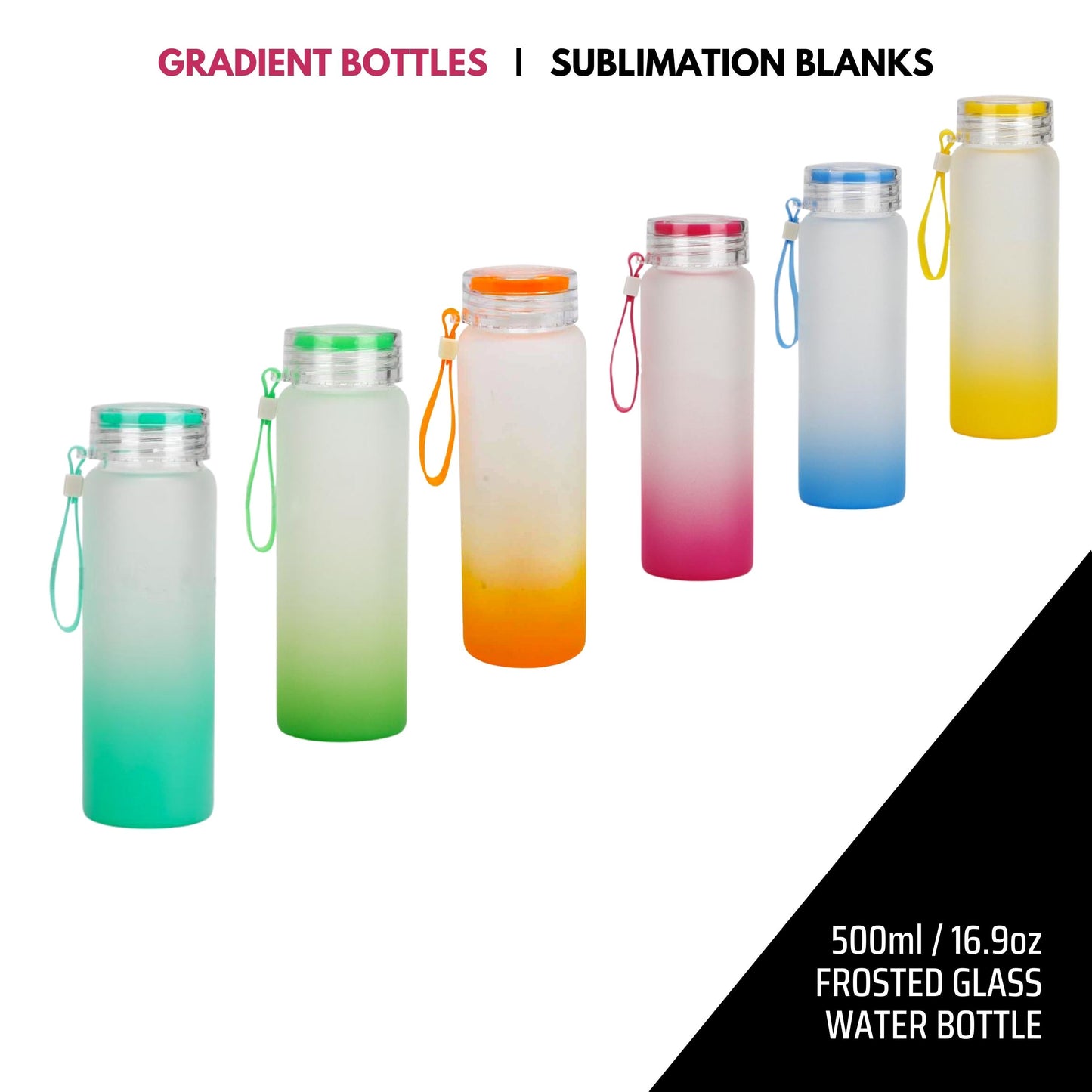 SUBLIMATION GLASS WATER BOTTLES | 500ml/16.9oz