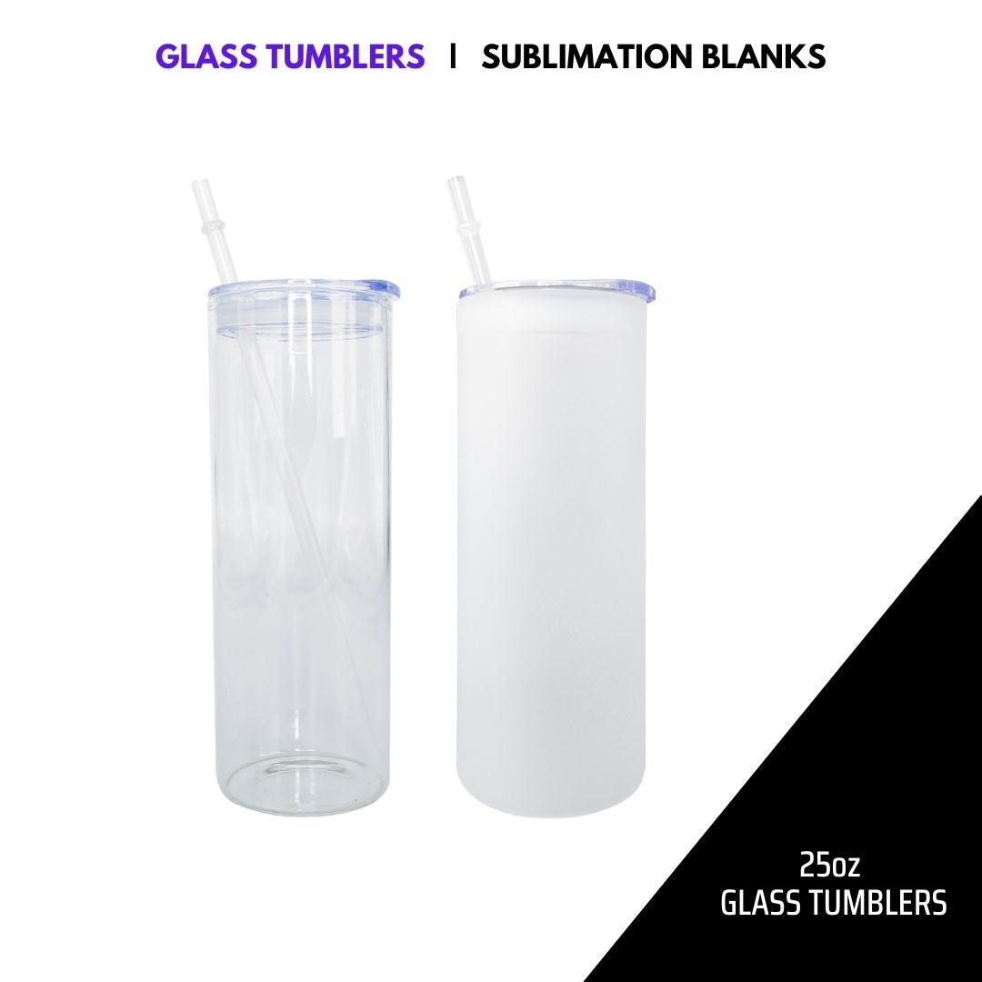 SUBLIMATION GLASS TUMBLERS - FROSTED & CLEAR | 25oz