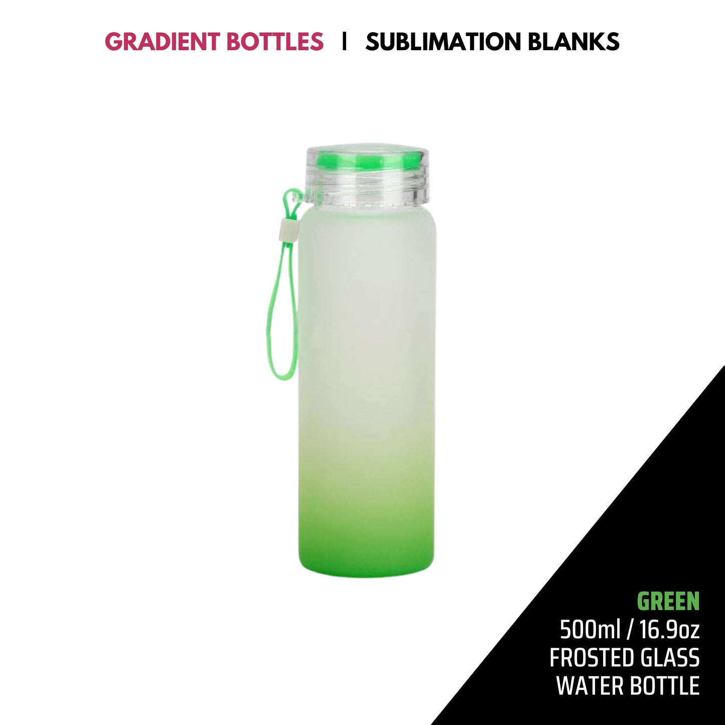 SUBLIMATION GLASS WATER BOTTLES | 500ml/16.9oz