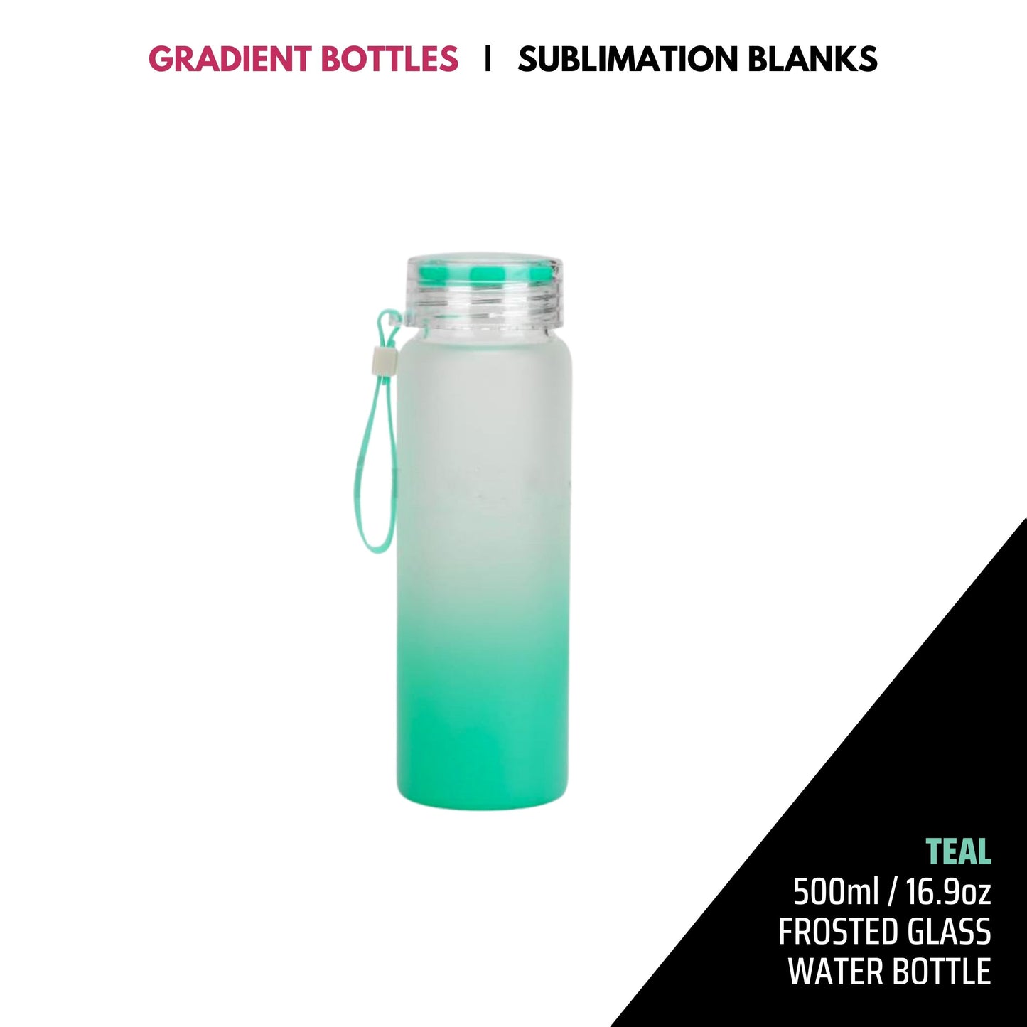 SUBLIMATION GLASS WATER BOTTLES | 500ml/16.9oz