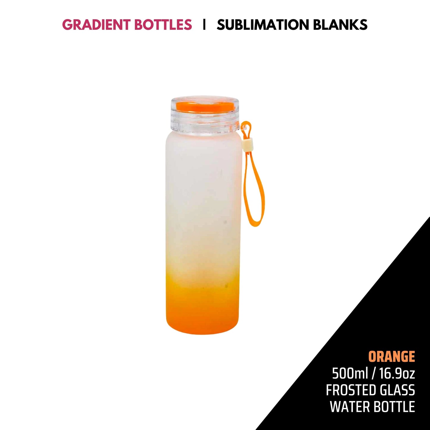 SUBLIMATION GLASS WATER BOTTLES | 500ml/16.9oz