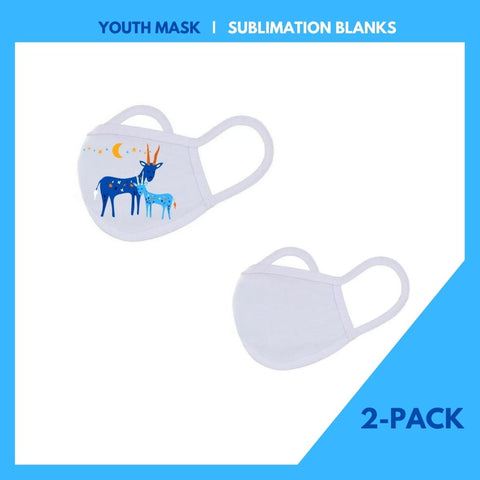 YOUTH MASK  |  2 PACK - WHITE Trim Masks  |  SUBLIMATION BLANKS